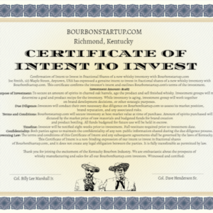 Certificate of Intent to Invest